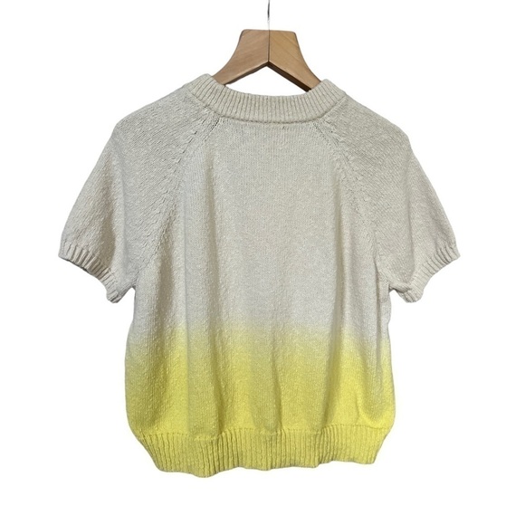 Madewell Dip-Dye Raglan Short Sleeve Yellow Ombré Boxy Sweater Tee, Medium - Picture 2 of 7